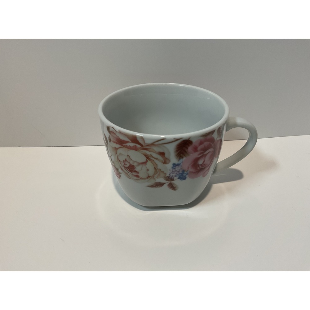 Elegant Rose Floral Teacup Porcelain Delicate‎ Pink Blooms White